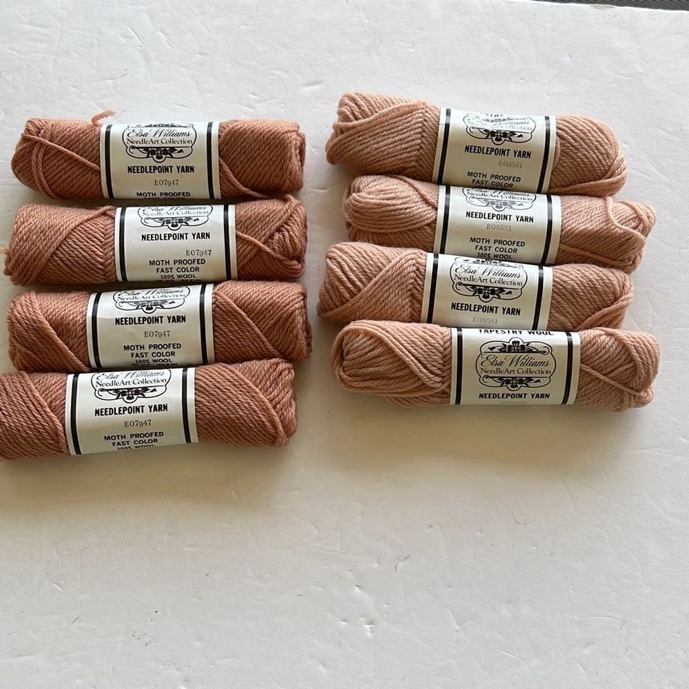 Elsa Williams  Lot 8 Mixed Lot Rust Camel Needlepoint Yarn 40 Yd Skein 1…